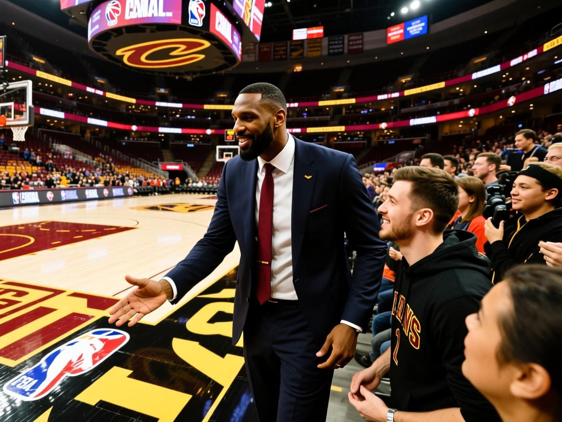 篮球巨星亮相克利夫兰体育馆与球迷互动